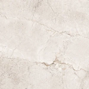 Light beige porcelain tile with natural stone-look cracked veining and matte finish