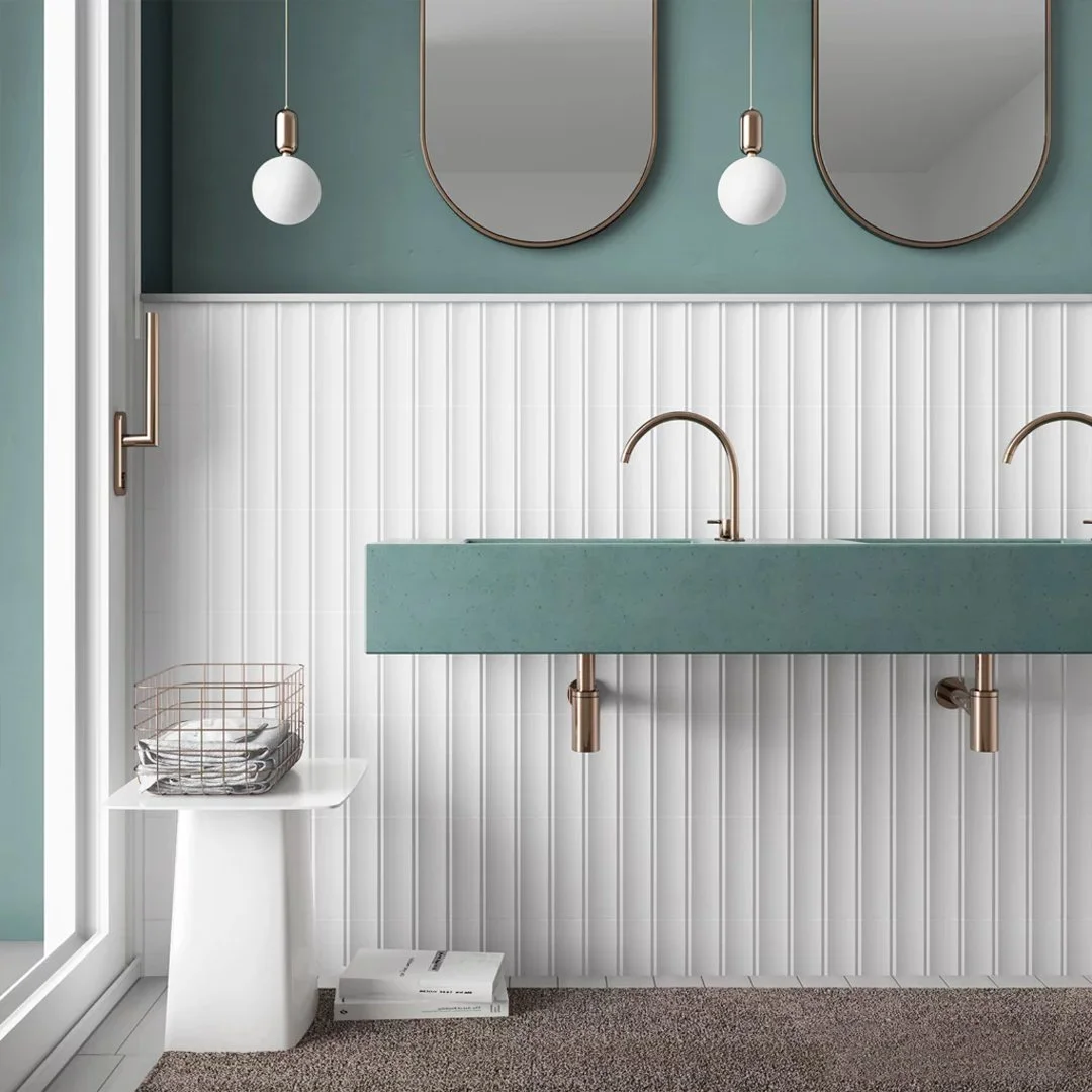 Vivo White Metro Wall Tile - tile detail view, Newlook Dublin