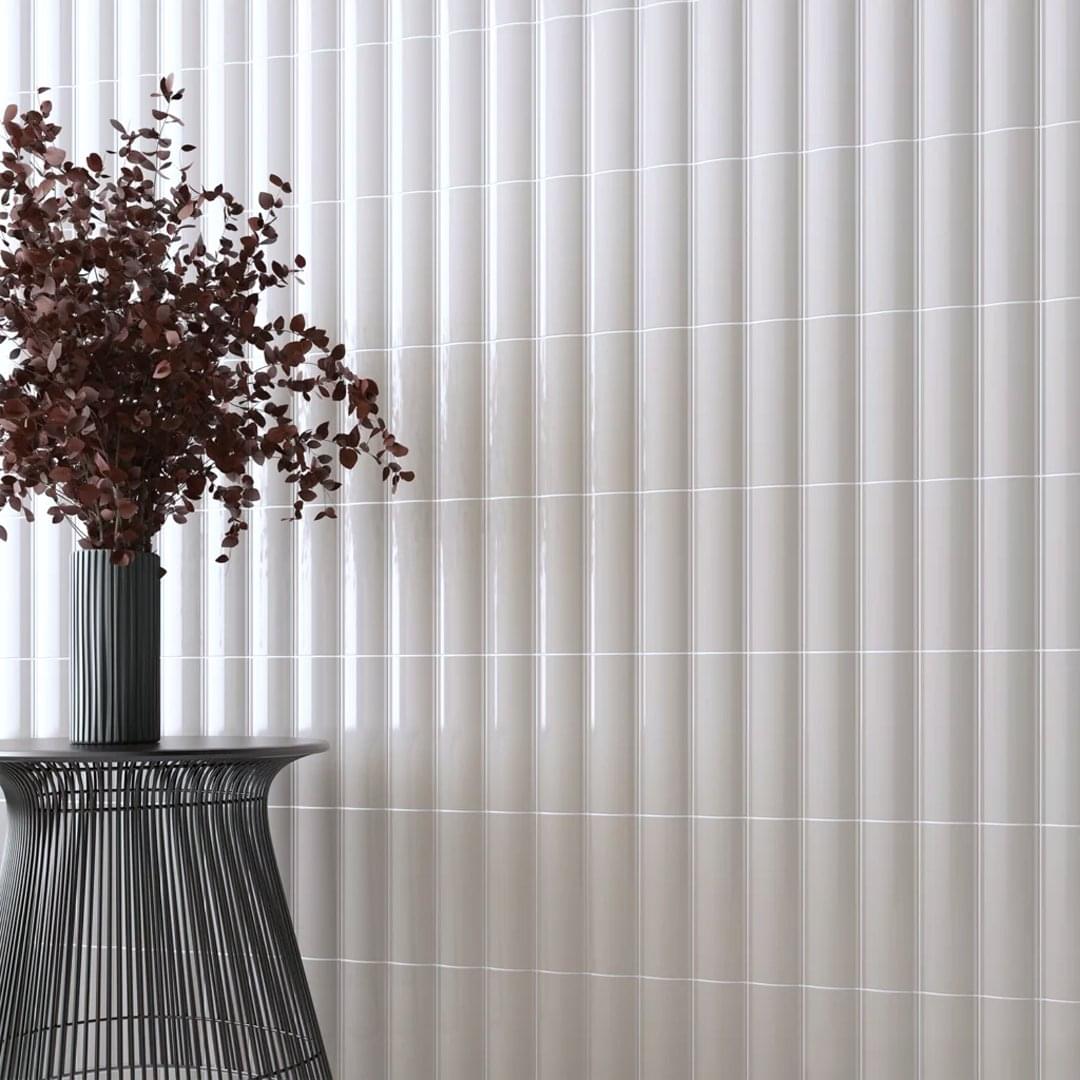 Vivo White Metro Wall Tile - tile detail view, Newlook Dublin