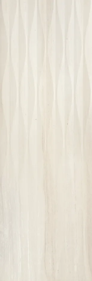Beige décor wall tile with raised wavy vertical ribbed surface texture