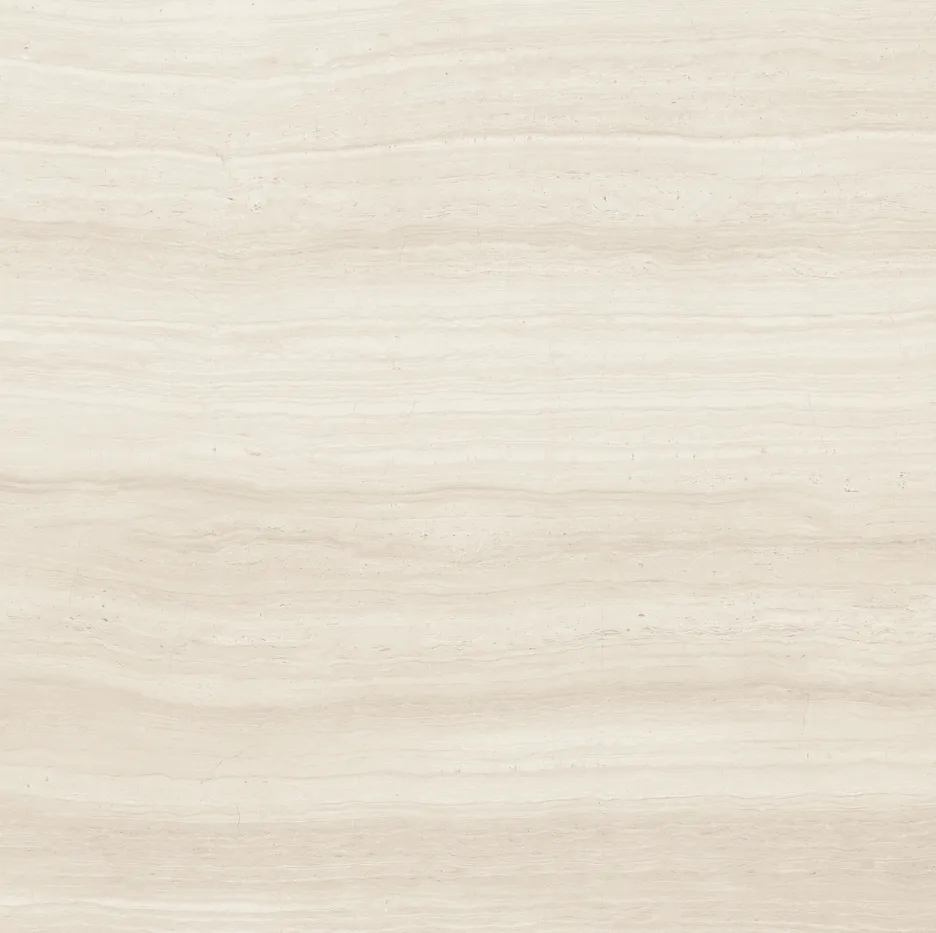 Close-up of a beige ceramic tile with subtle horizontal wave veining
