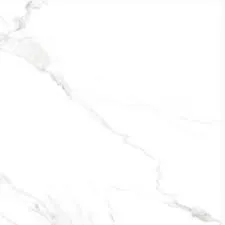 Glossy white porcelain tile showing soft grey marble-effect veining