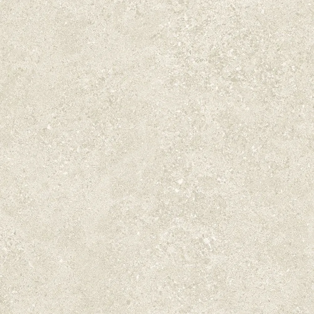 Square matt porcelain floor tile in pale linen stone effect