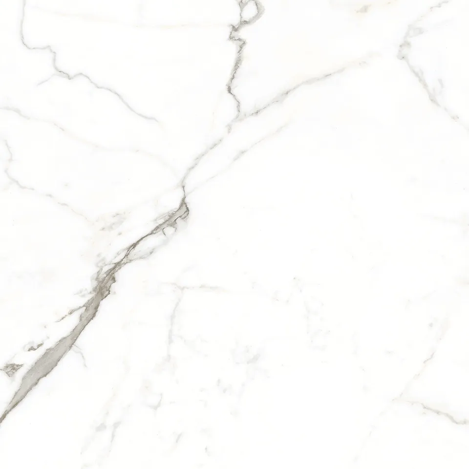 White matt porcelain tile with bold diagonal grey veining