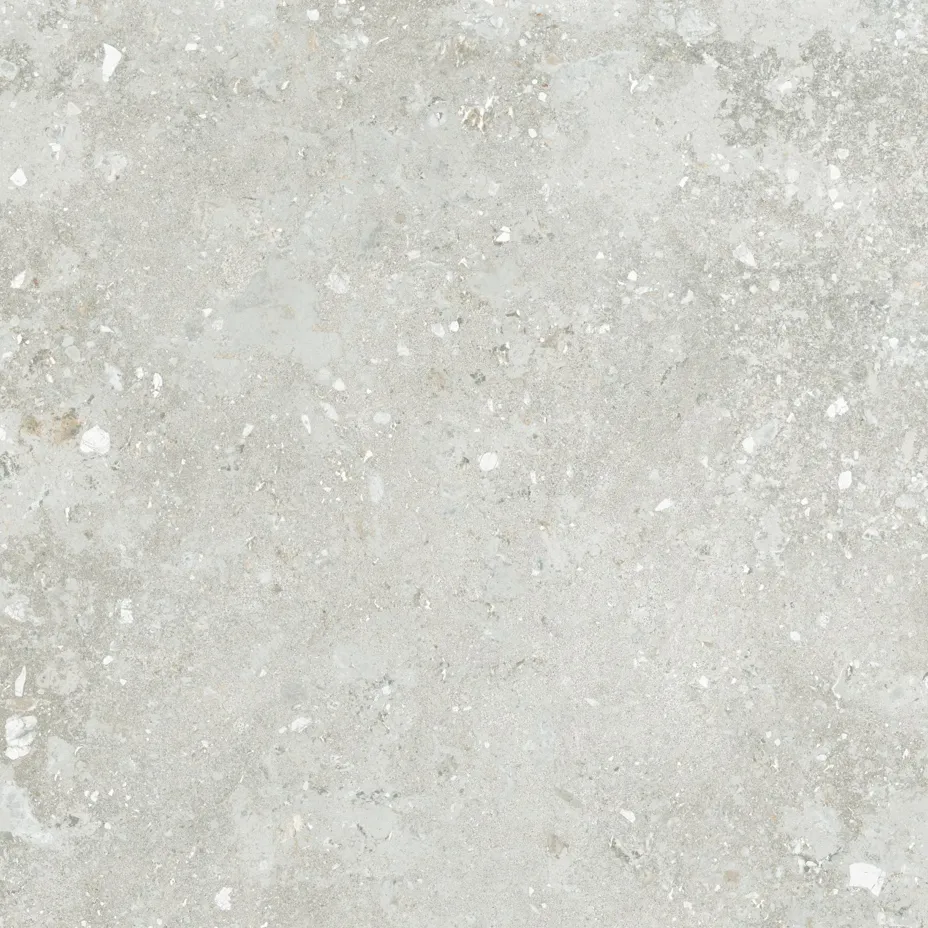 Grey matt stone-effect porcelain tile with white flecked aggregate texture